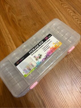 Craft 29-Compartment Clear Storage Box with Pink Latches